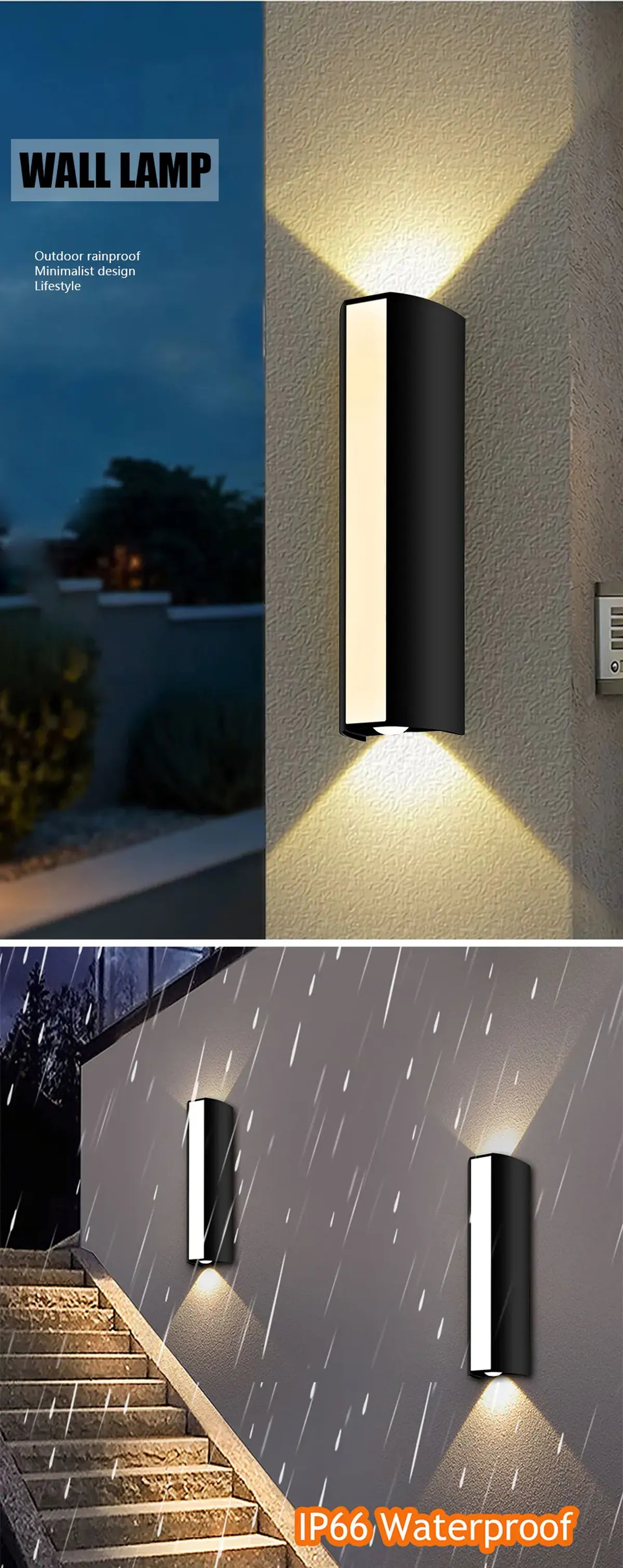 Applique murale LED linéaire moderne à éclairage ascendant et descendant 10W IP66 étanche pour la décoration extérieure