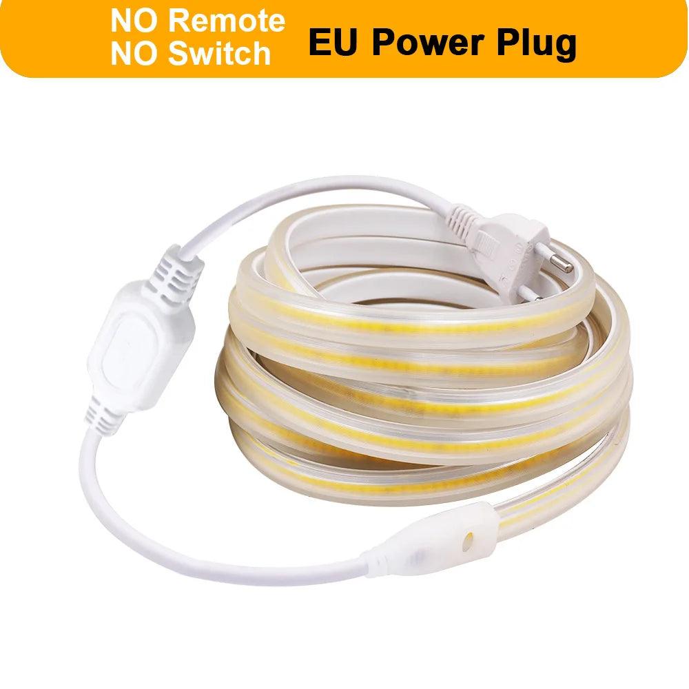 110V IP67 Waterproof LED Rope Light COB Light Strip With Dimmable Remote Control Power Kit - Lumaz