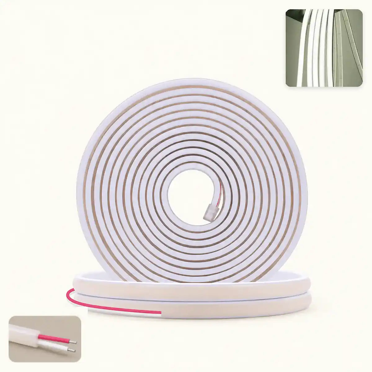 24V IP68 COB Neon-LED-Streifenleuchte – DC-Stecker oder 2-poliges Kabel, flexibel, kürzbar