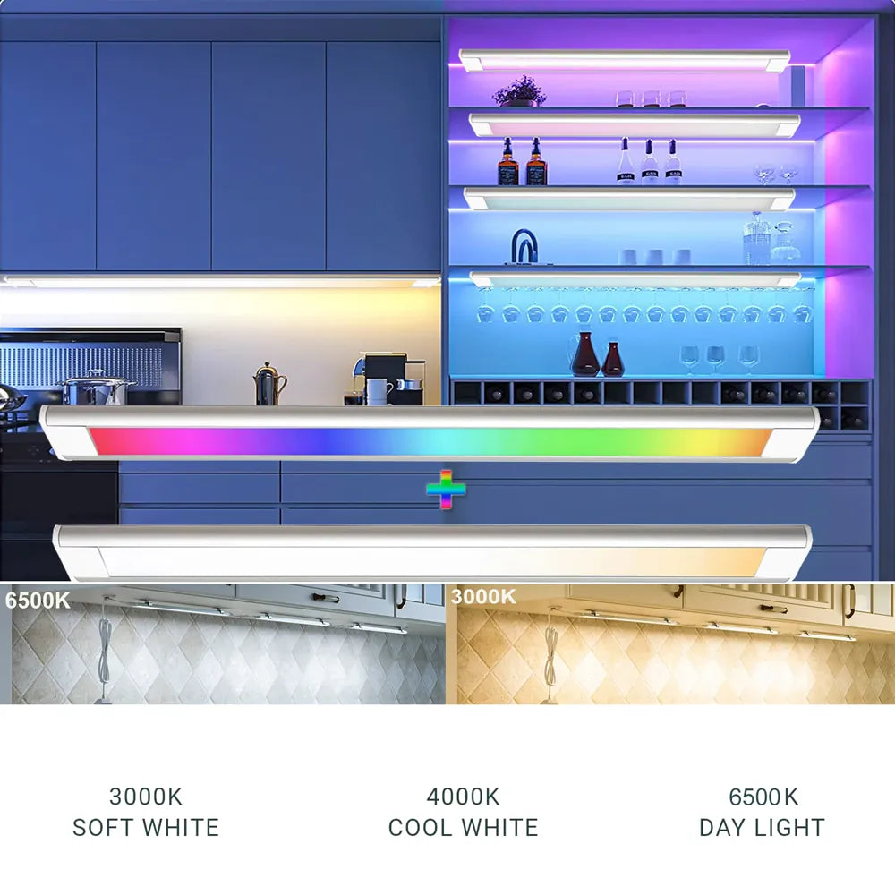 12V Tuya Wifi RGBCCT Under Cabinet LED Light Bar with Remote Control Dimmable For Kitchen