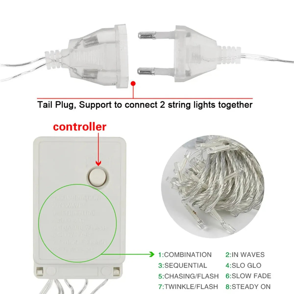 8-Modus LED-Eiszapfenlichter, Wasserfall-Lichterkette, Weihnachtsbeleuchtung für Dachvorsprünge und Terrasse