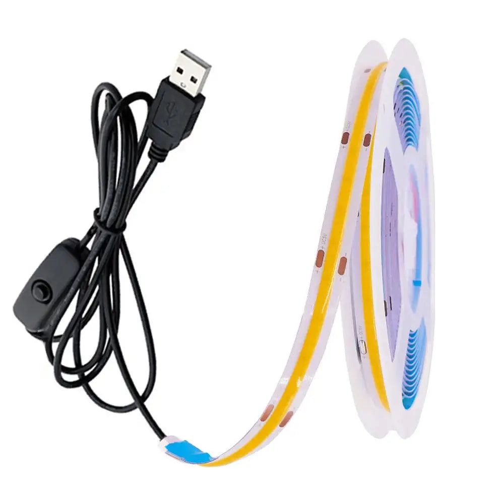 5V COB LED Strip Light with Touch Dimmer/Switch - 8 Colors, 320 LEDs/m, RA90