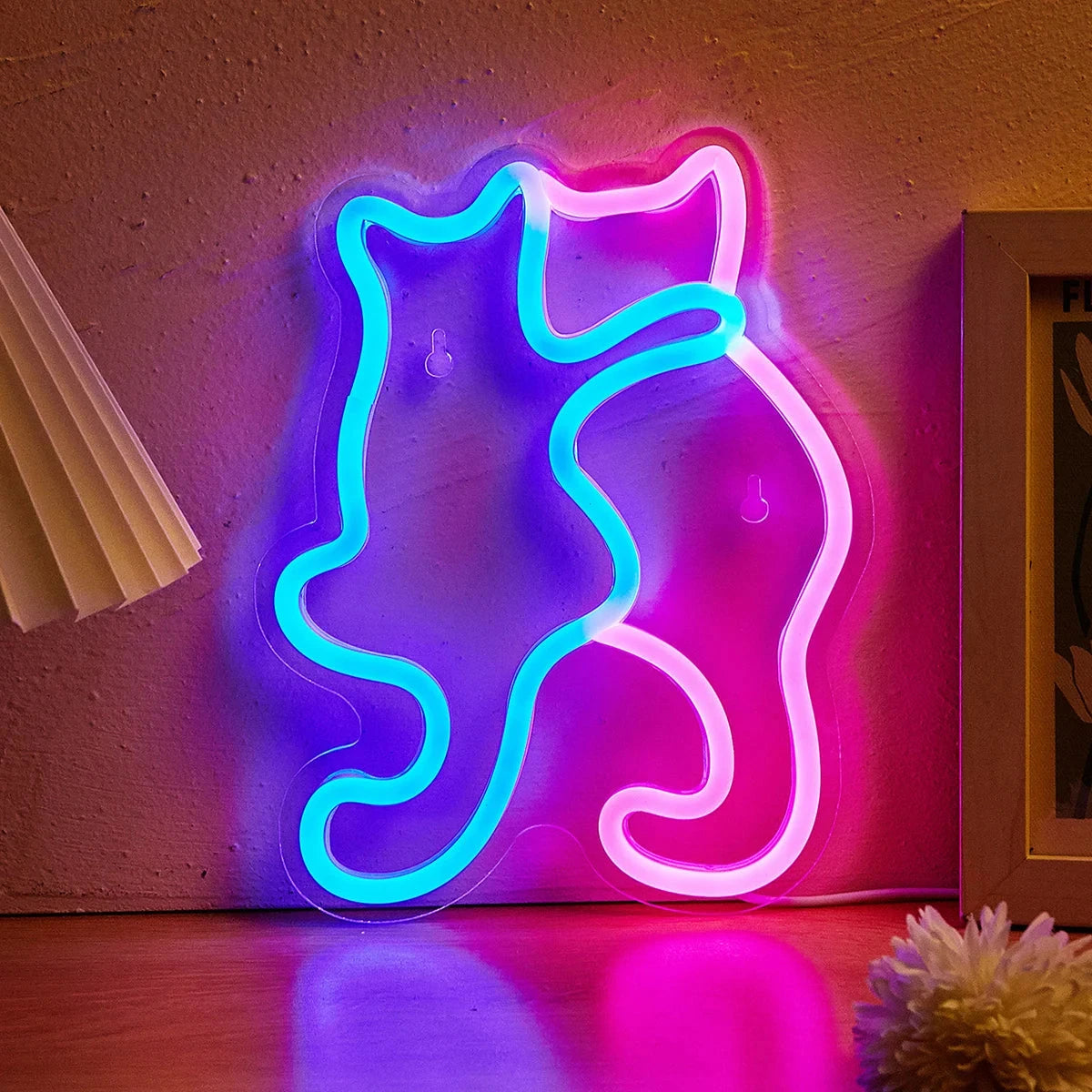 LED-Neon-Katzenschild, USB-betrieben, 3D-Wanddeko für Ihr Zimmer