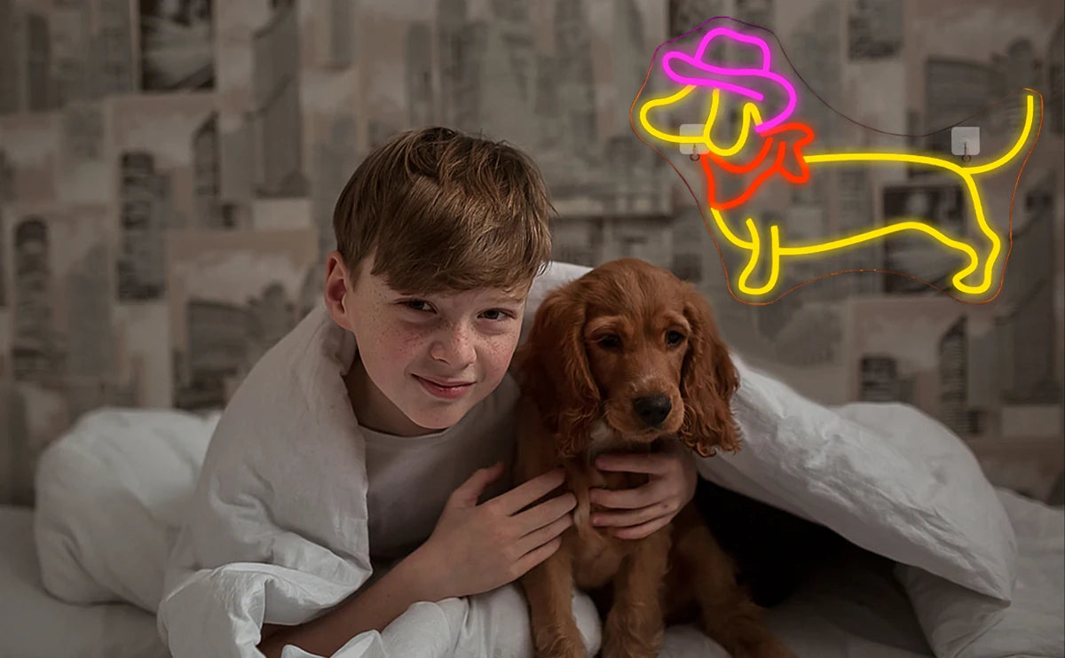 Dimmable Dachshund Neon Sign USB Cute Dog Led Lighted Sign For Wall Decor