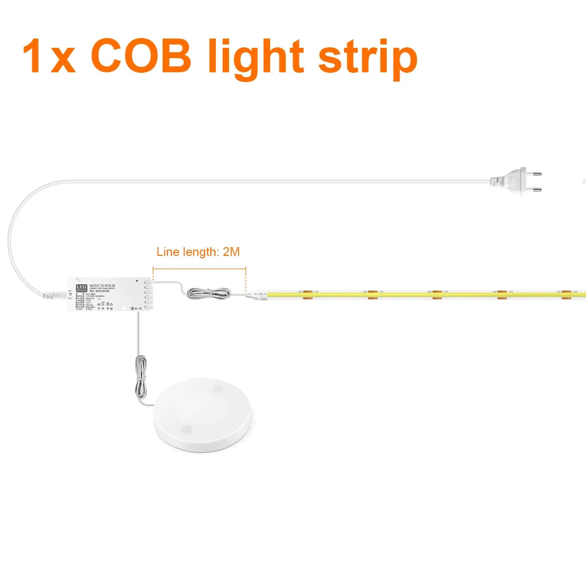 Kit Bande LED COB à Capteur Tactile à Travers le Bois pour Sous-Meuble - Sans Perçage, Gradation Continue, 320 LEDs/m