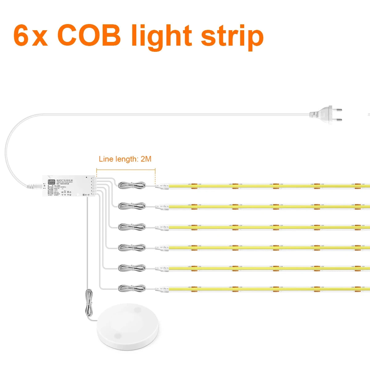 Kit de bandeau LED COB à capteur tactile dissimulé - recoupable et à variation continue