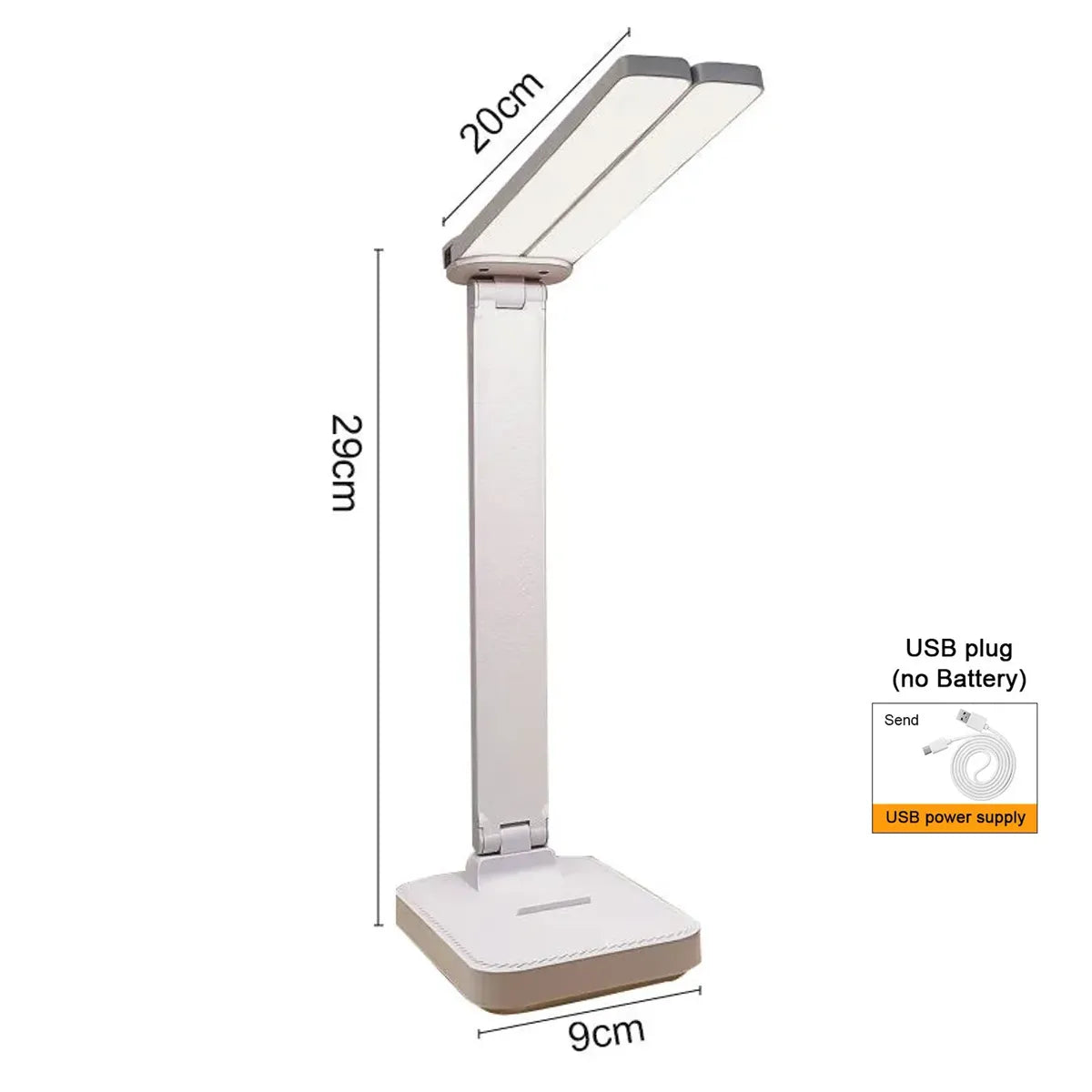 Dual-Head USB Desk Lamp - 3 Lighting Modes, Rechargeable, Stepless Dimmable