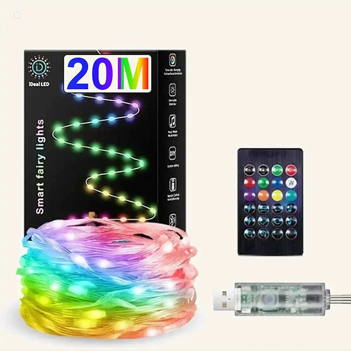 USB RGBIC Smart Christmas Tree Lights - DIY Music Modes, Remote Control, IP65