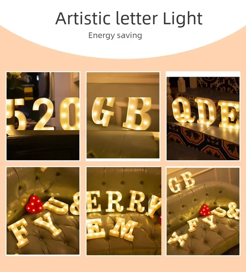 Heißer Verkauf: 26 LED-Leuchtschilder mit englischen Buchstaben für Hochzeiten und Geburtstage – farbenfrohe Beleuchtung