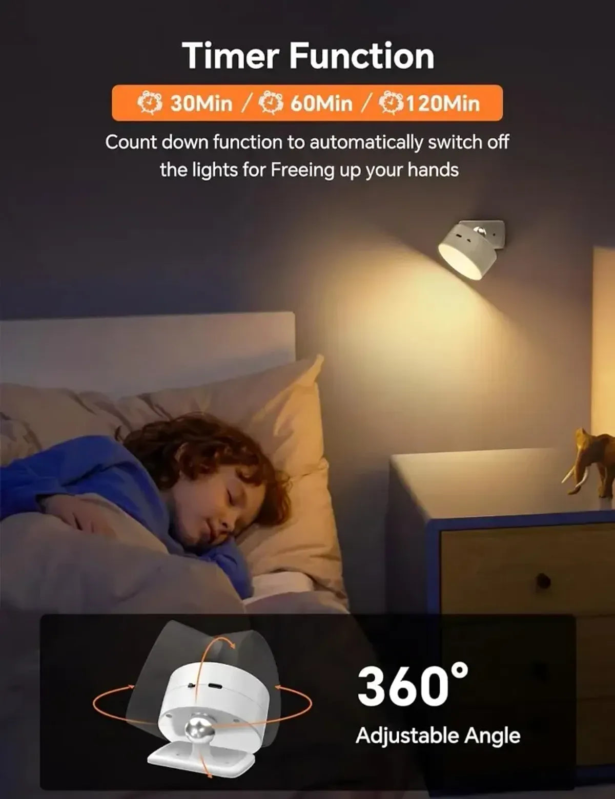 LED Magnetic Wall Sconce Rechargeable Dimmable Wall Lights with Remote 360° Rotation