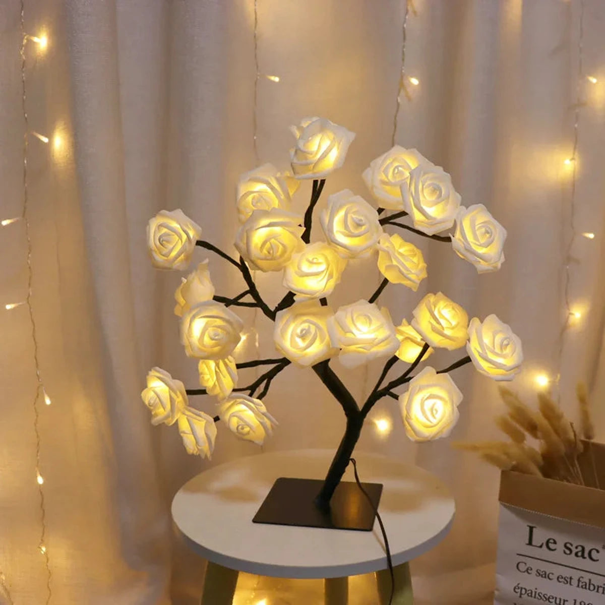 LED Rose Tree Table Lamp USB Powered Flower Night Light