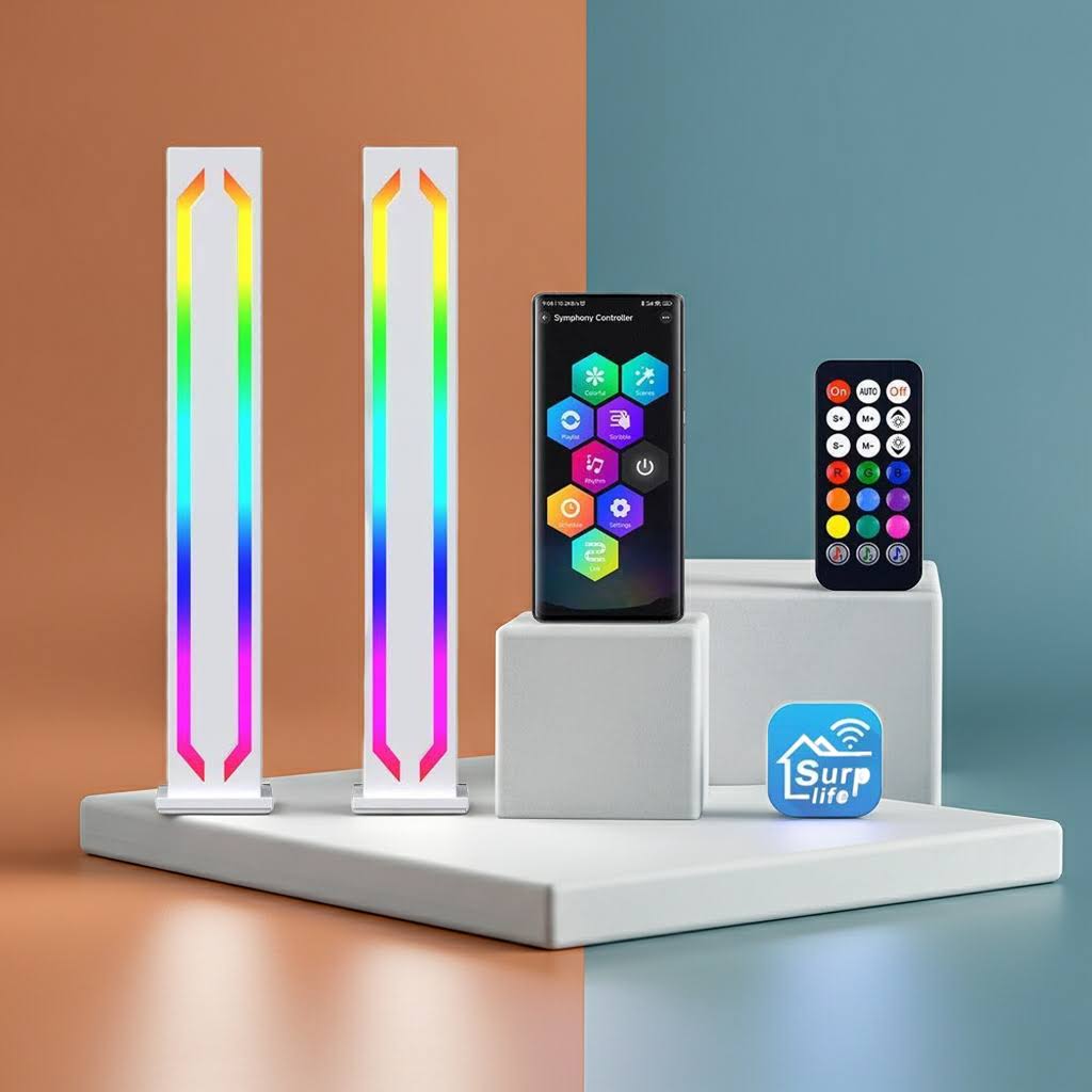 RGBIC Smart Gaming Light Bars – App- und Sprachsteuerung, Musiksynchronisation + Schreibtischset