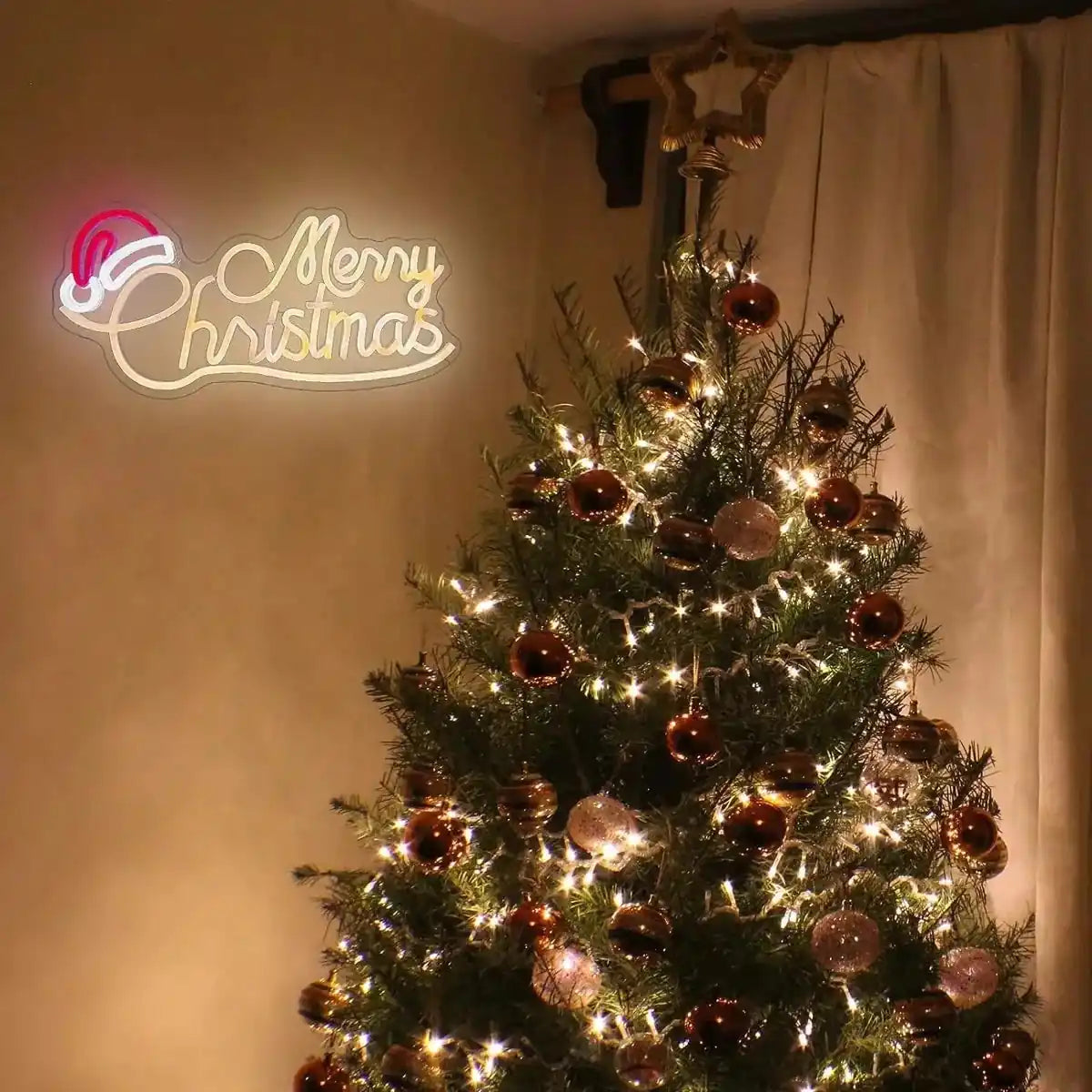 Frohe Weihnachten LED-Neonreklame – USB-betrieben, flexible LED, Größe für Weihnachtsdekoration