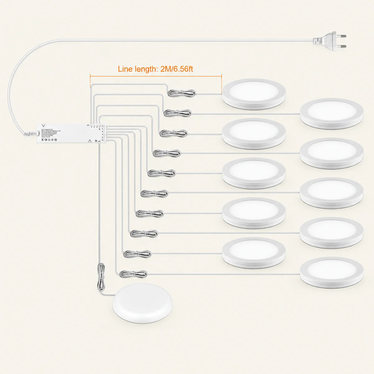 Ultra-Thin LED Puck Light Kit for Under Cabinet - Hidden Touch Sensor, Aluminum