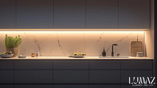 Lumaz A modern kitchen with battery operated puck lights.webp