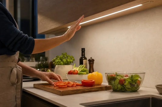 Motion-Sensor Under Cabinet Lighting for Hands-Free Kitchen Tasks