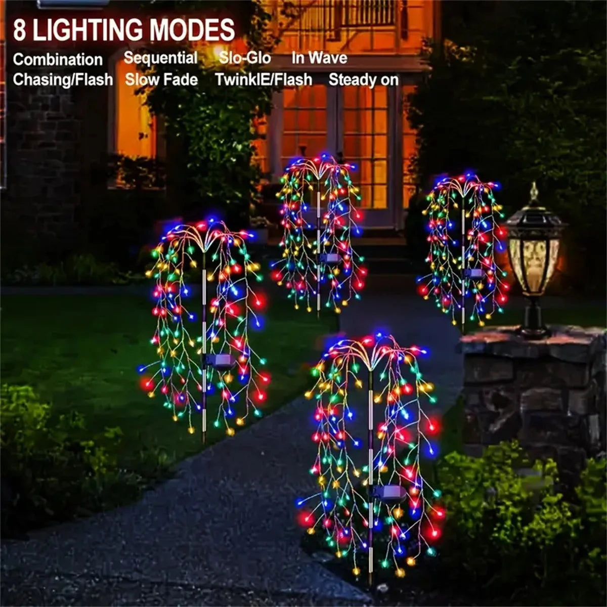 Lumières de jardin Lumaz, 100 LED, 8 modes, effet pétard solaire -