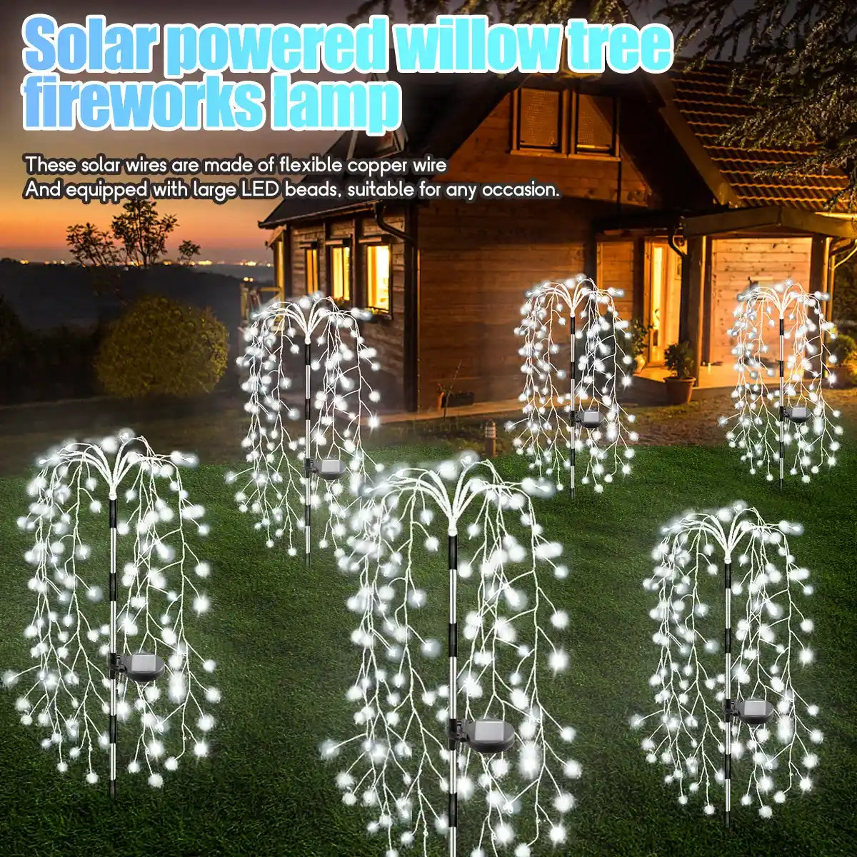 200 LEDs, 8 Modi, Solar-Feuerwerks-Gartenbeleuchtung