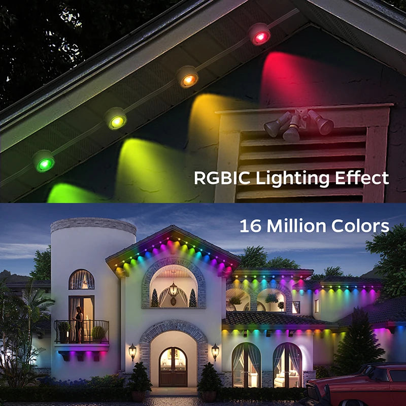 100FT 60 LED Permanent Outdoor Eaves LED Lights Waterproof RGB Christmas String Lights - Lumaz