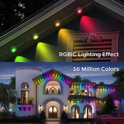 100FT 60 LED Permanent Outdoor Eaves LED Lights Waterproof RGB Christmas String Lights - Lumaz