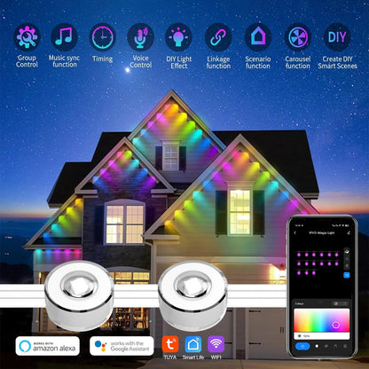 102030M Smart WIFI RGBIC Eaves Lights Permanent Outdoor Strings Lights - Lumaz