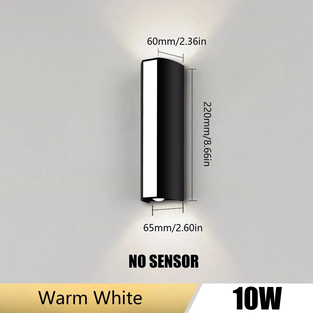 Moderne lineare LED-Wandleuchte mit Auf- und Abwärtsbewegung, 10 W, IP66 wasserdicht, für die Außendekoration