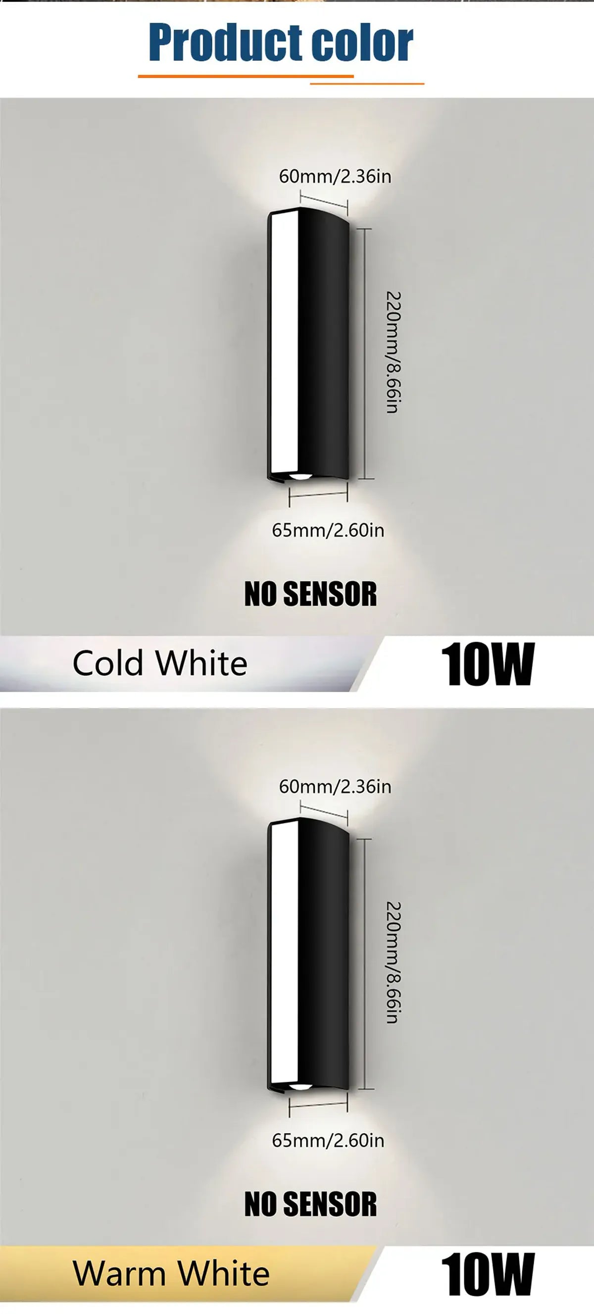 Moderne lineare LED-Wandleuchte mit Auf- und Abwärtsbewegung, 10 W, IP66 wasserdicht, für die Außendekoration