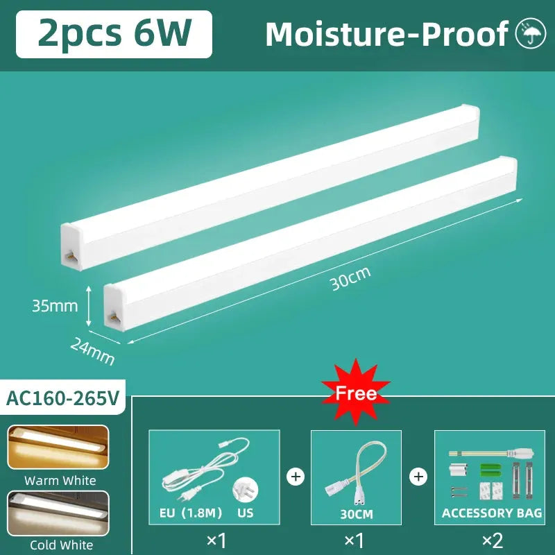 110V/220V Moisture-Proof LED Light Bar Kitchen Cabinet Lighting LED Tube Light