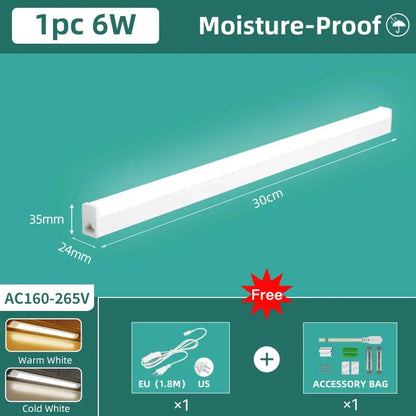 110V/220V Moisture-Proof LED Light Bar Kitchen Cabinet Lighting LED Tube Light