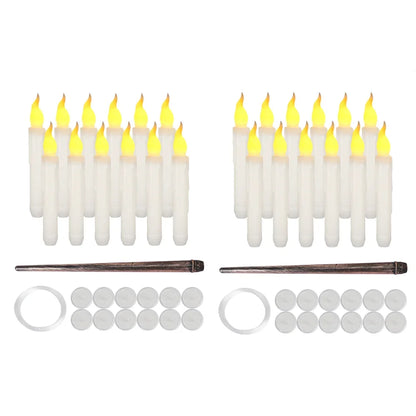 1224pcs Flameless Floating Candles With Wand Halloween Decoration Hanging Candles - Lumaz