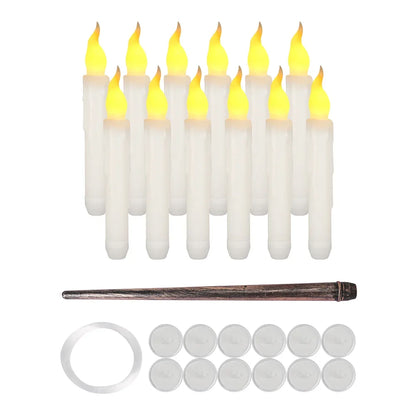 1224pcs Flameless Floating Candles With Wand Halloween Decoration Hanging Candles - Lumaz