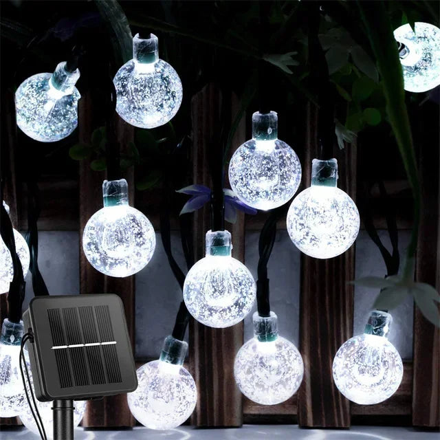 124PCS Led Crystal Globe Lights Solar String Lights Outdoor with 8 Modes Waterproof - Lumaz