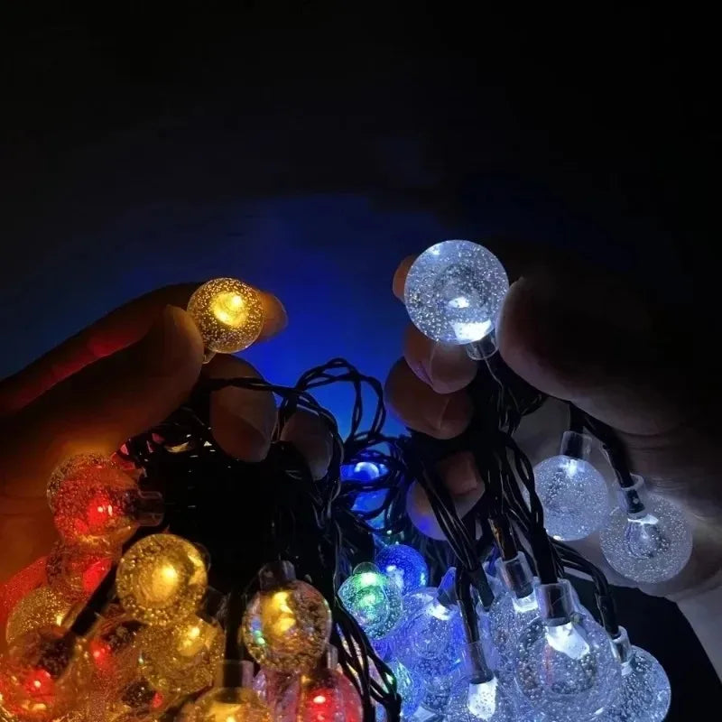 124PCS Led Crystal Globe Lights Solar String Lights Outdoor with 8 Modes Waterproof - Lumaz