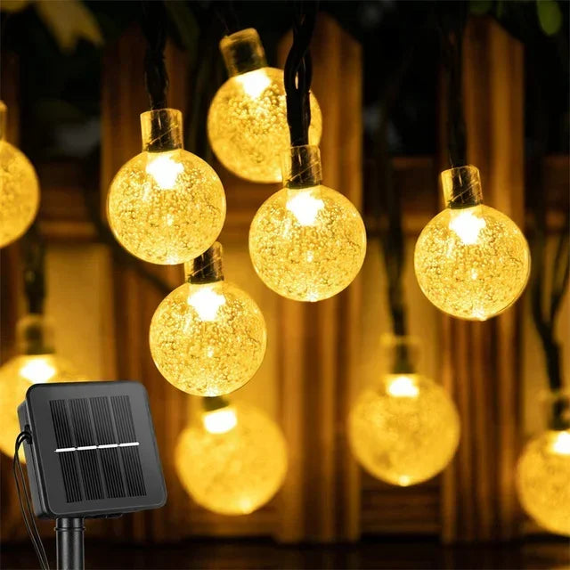 124PCS Led Crystal Globe Lights Solar String Lights Outdoor with 8 Modes Waterproof - Lumaz