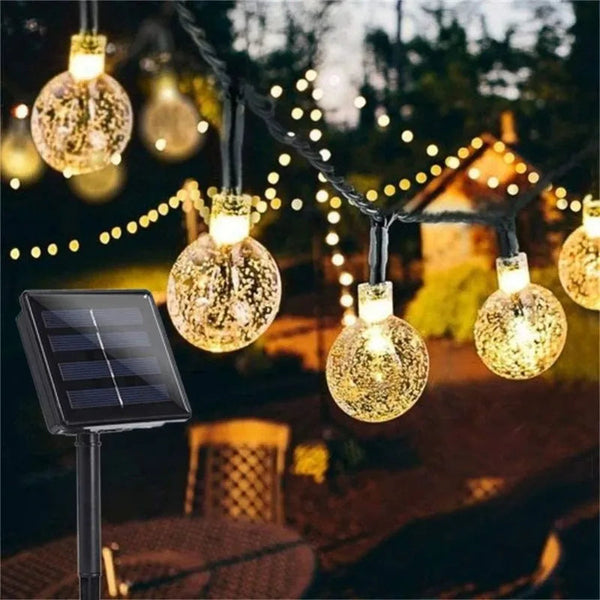 124PCS Led Crystal Globe Lights Solar String Lights Outdoor with 8 Modes Waterproof - Lumaz