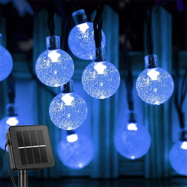 124PCS Led Crystal Globe Lights Solar String Lights Outdoor with 8 Modes Waterproof - Lumaz