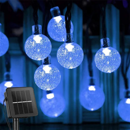 124PCS Led Crystal Globe Lights Solar String Lights Outdoor with 8 Modes Waterproof - Lumaz