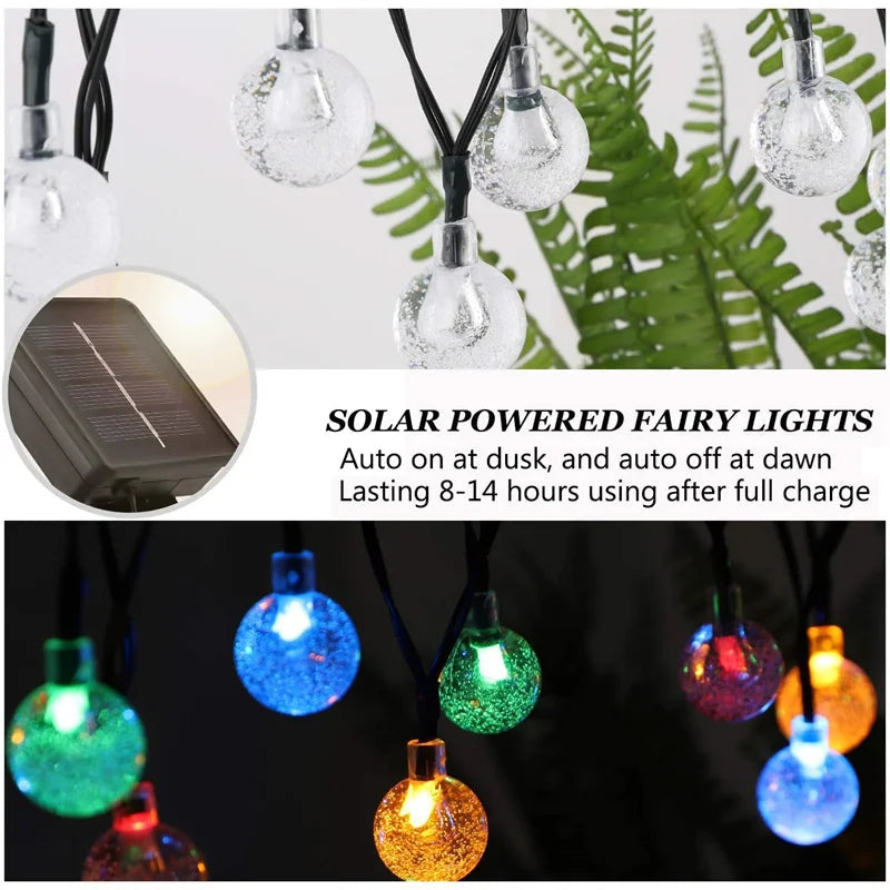 1/2/4PCS Led Crystal Globe Lights Solar String Lights Outdoor with 8 Modes Waterproof - Lumaz