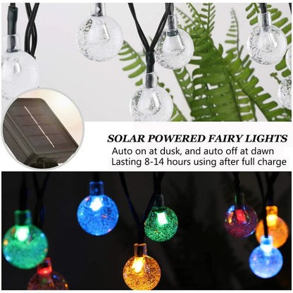 124PCS Led Crystal Globe Lights Solar String Lights Outdoor with 8 Modes Waterproof - Lumaz