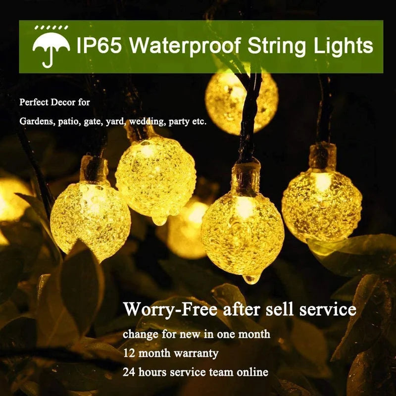 1/2/4PCS Led Crystal Globe Lights Solar String Lights Outdoor with 8 Modes Waterproof - Lumaz