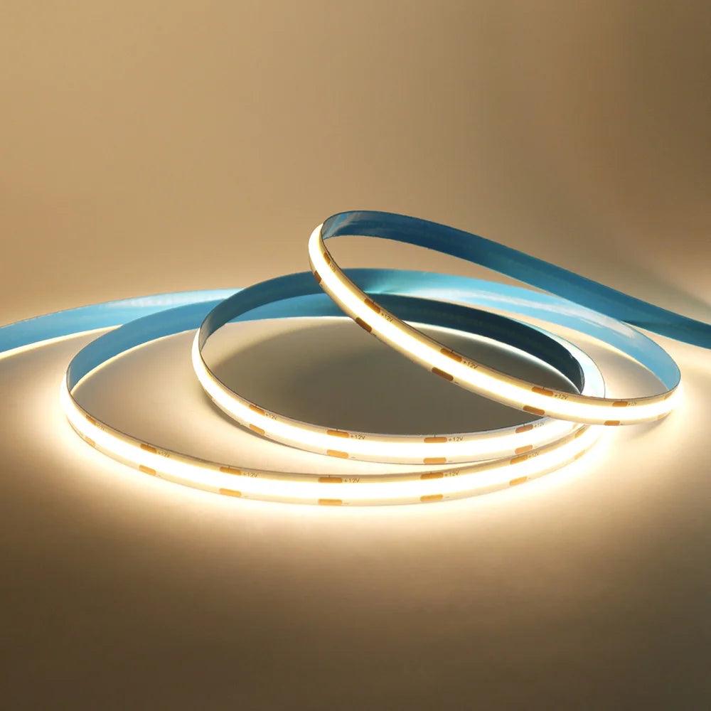 12V COB LED Strip Light With 8mm PCB 320480528 LEDs Flex Tape High Density Linear Lighting - Lumaz