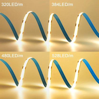 12V COB LED Strip Light With 8mm PCB 320480528 LEDs Flex Tape High Density Linear Lighting - Lumaz