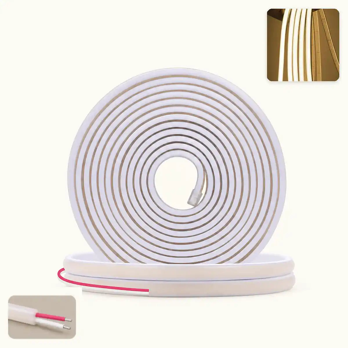 24V IP68 COB Neon-LED-Streifenleuchte – DC-Stecker oder 2-poliges Kabel, flexibel, kürzbar