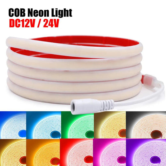 12V IP68 Waterproof COB Neon LED Strip Lights With DC Plug 320LEDs Lighting RA90 Flexible Silicone Tube Tape Light - Lumaz