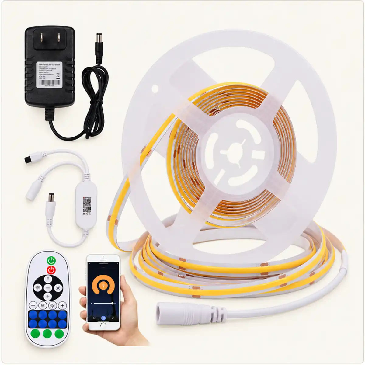 Tuya WiFi COB LED-Streifen-Set – 12 V, App- und Sprachsteuerung, 320–528 LEDs/m