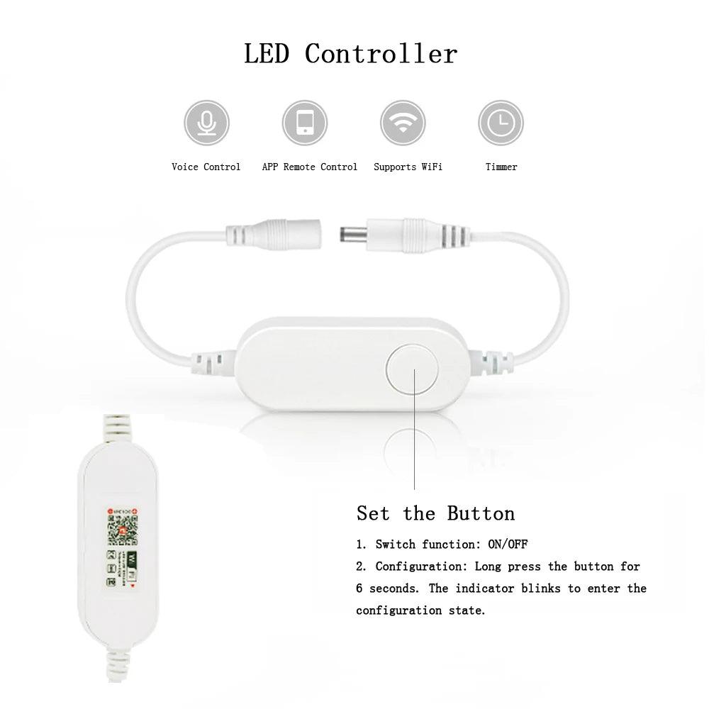 12V Tuya Wifi Remote Control Dimmable COB LED Strip Lights With 320384528 LEDs Power Kit - Lumaz