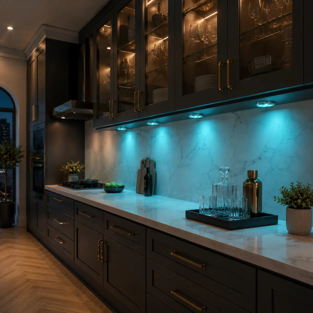 Spots LED RGB WiFi sous meuble Tuya - 12 V, contrôle par application et voix, intensité variable