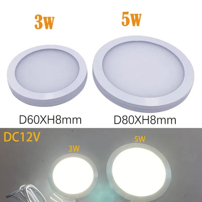 12V Ultra-thin Under Cabinet LED Puck Lights Mini LED Ceiling Lights Campervan Light