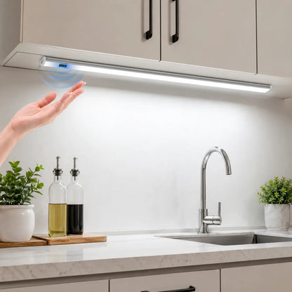 Kit de barre lumineuse LED 12 V sous armoire avec capteur de mouvement gestuel - Aluminium