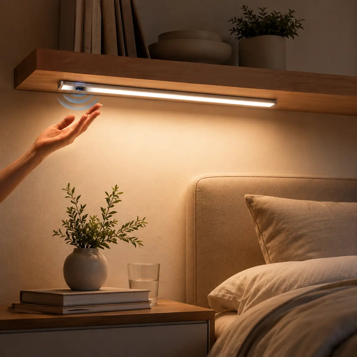 Kit de barre lumineuse LED 12 V sous armoire avec capteur de mouvement gestuel - Aluminium